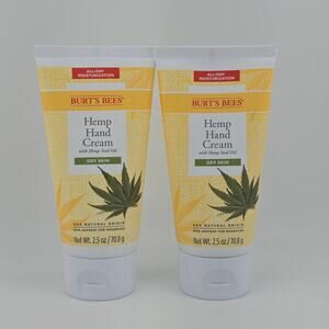 2 Pack Burt's Bees Hemp Seed Oil Vitamin E Hand Cream for Dry Skin 2.5oz